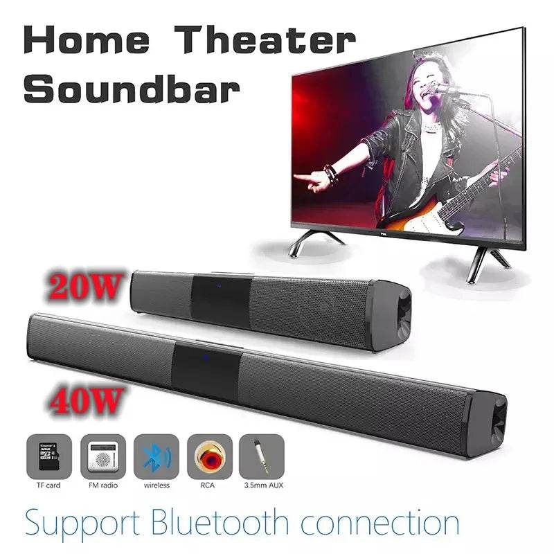 BS-28B Sound Bar TV Portable Bluetooth-compatible Speaker Wireless Column Home Theater Sound System RCA AUX For TV PC Soundbar - FLORANZANI- Beauté & Santé