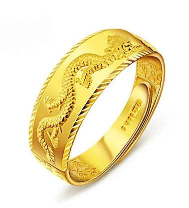 Luxury 24k Gold Color Dragon Ring for Men's Women Open Adjustable Rings Fade-Free Wedding Anniversary High Fine Jewelry Gifts - FLORANZANI- Beauté & Santé