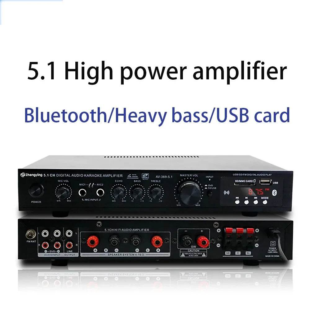 Bluetooth 5.1 Sound Speaker AMP,Stereo Audio Amplifier Receiver, 6 Channel Home Theater Audio Stereo System Components - FLORANZANI- Beauté & Santé