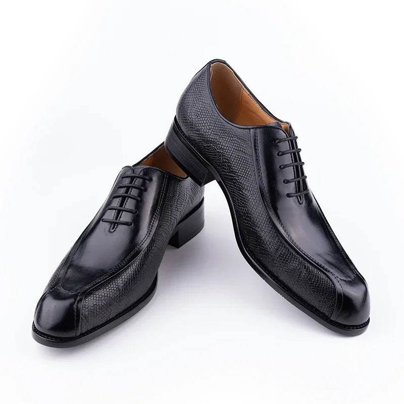 Deluxe Men's Leather Shoes Formal Dress Shoes Wedding Party Oxford Handmade Comfortable Lace Up Genuine Leather Men's Shoe - FLORANZANI- Beauté & Santé