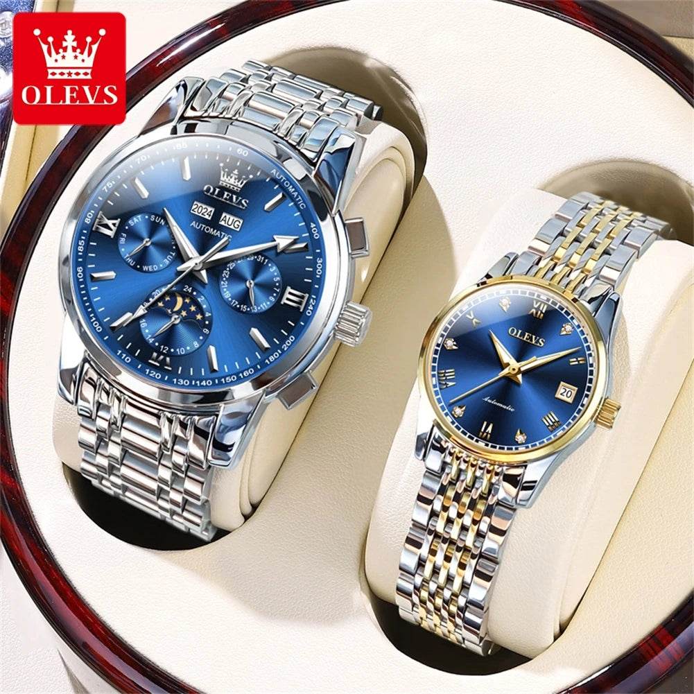 OLEVS Couple Watch Valentines Matching Watches His and Her Couple Set Wrist Watch Men and Women Lovers Wedding Romantic gifts - FLORANZANI- Beauté & Santé