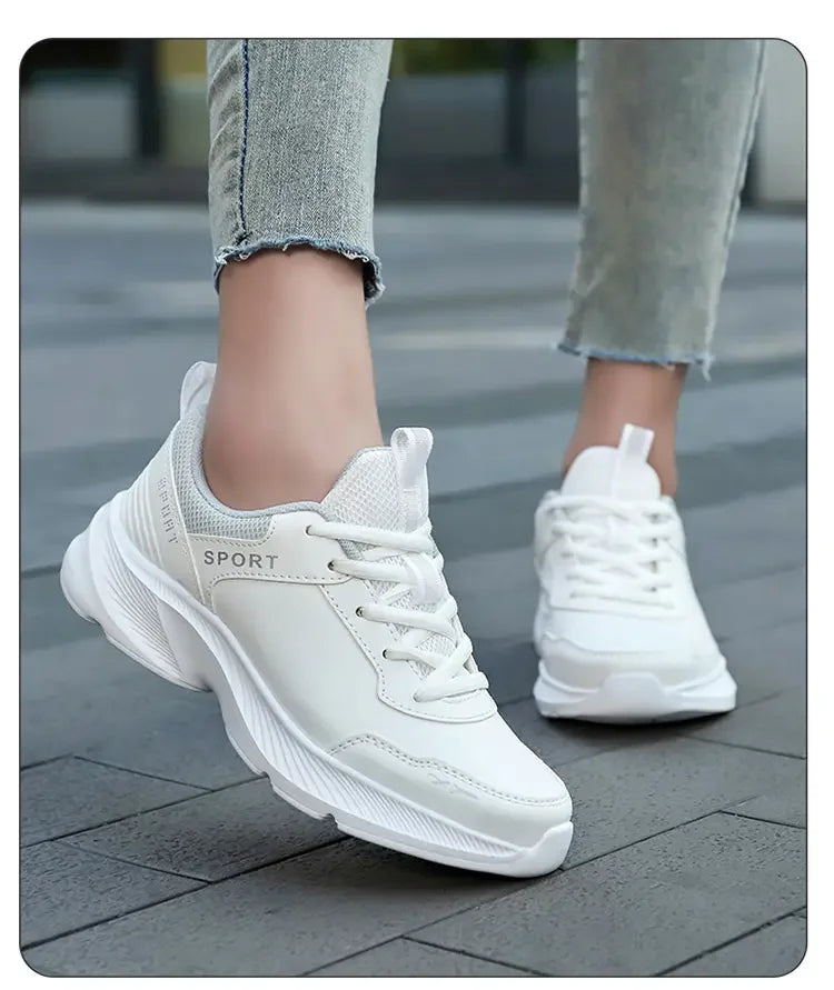 Women's Casual Shoes Breathable Walking Strap Flat Shoes Sports Tennis Women's White and Black Casual Training Shoes New 2024