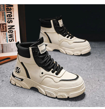 White Winter Work Short Boots for Men British Fashion  Fashion Motorcycle Boots Fashion Outdoor Sports Casual Shoes New 2024