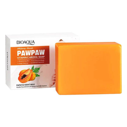 1Box Papaya Handmade Soap Vitamin C Facial and Bath Soaps Body Care Skin Deep Clean Skin Removal Products Body Brighten - FLORANZANI- Beauté & Santé