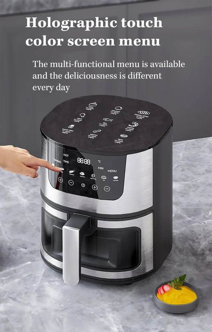 7L Electric Air Fryer Smart Multi-function Hot Convection Oven Deep Fryer Without Oil LED Touch Control 1400W Visible Window - FLORANZANI- Beauté & Santé