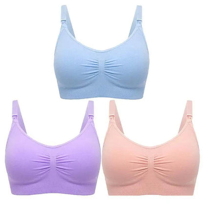 3pcs/Set High Quality Maternity Nursing Bras Cotton Breastfeeding Pregnant Underwear Seamless Large Size Breathable Bra Push Up - FLORANZANI- Beauté & Santé