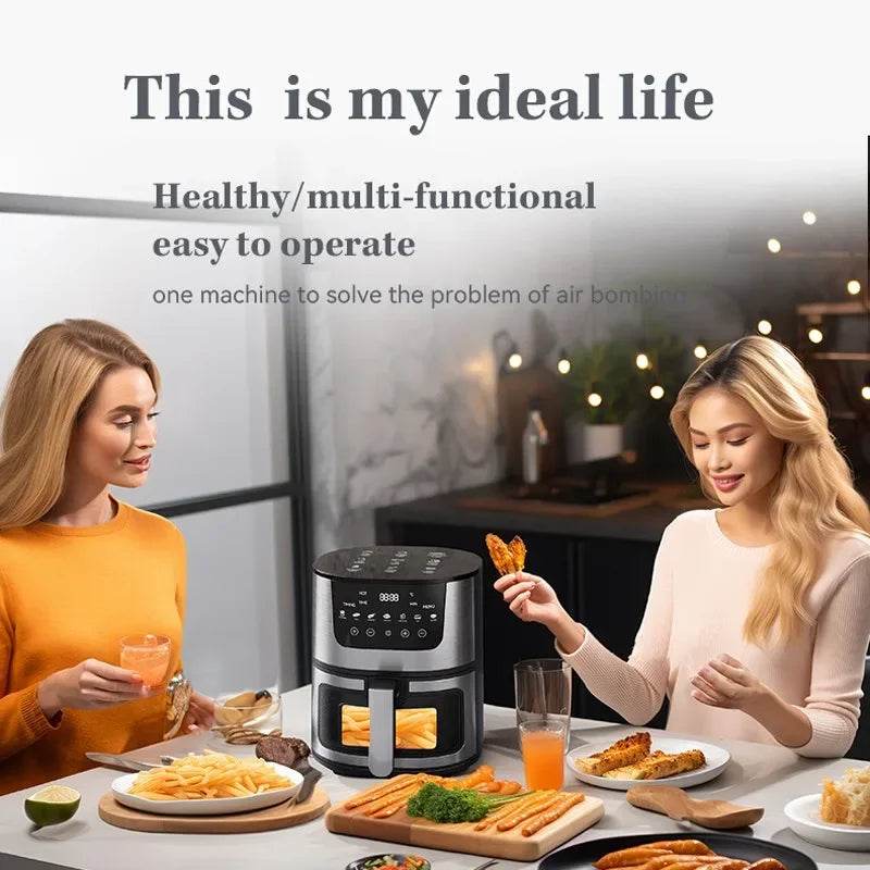 7L Electric Air Fryer Smart Multi-function Hot Convection Oven Deep Fryer Without Oil LED Touch Control 1400W Visible Window - FLORANZANI- Beauté & Santé