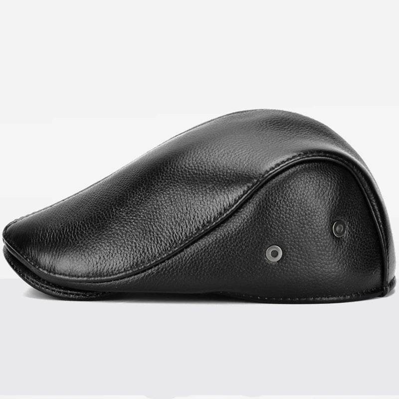 Men's outdoor leather hat winter Berets male warm Ear protection cap 100% genuine leather dad hat wholesale Leisure - FLORANZANI- Beauté & Santé