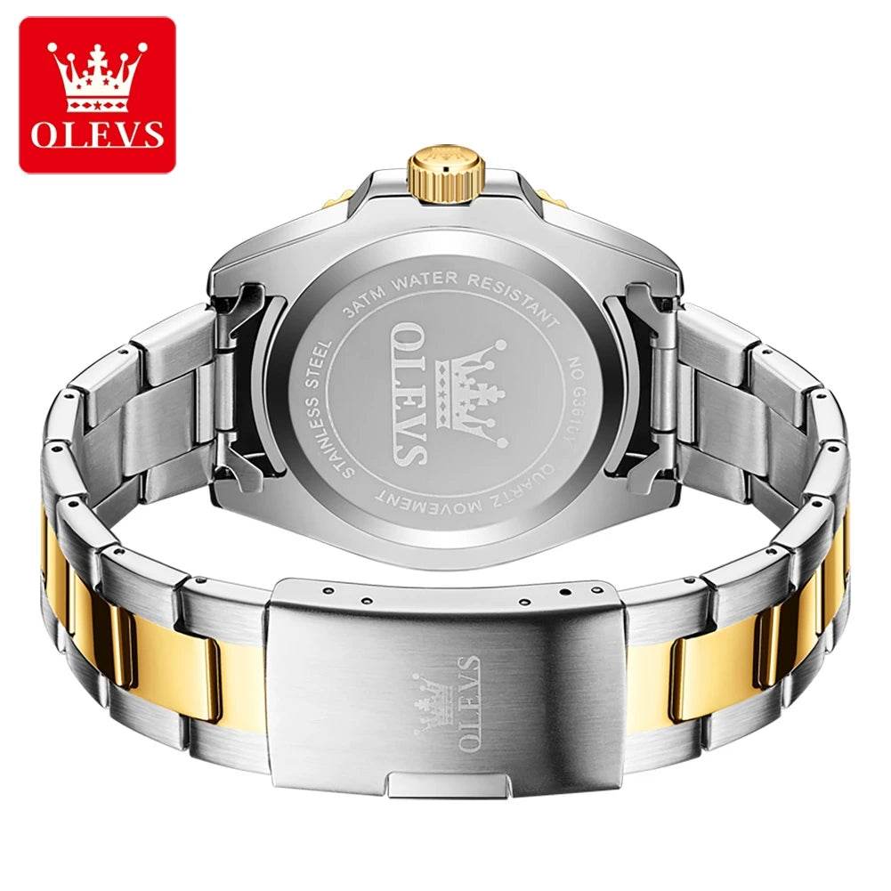 OLEVS Original Brand High Fashion Men's watch WaterproofCalendar Quartz Watch for Male Luminous Stainless Steel Authentic Watch - FLORANZANI- Beauté & Santé