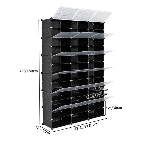 12-Tier Portable 72 Pair Shoe Rack Organizer 36 Grids Tower Shelf Storage Cabinet Stand Expandable for Heels - FLORANZANI- Beauté & Santé