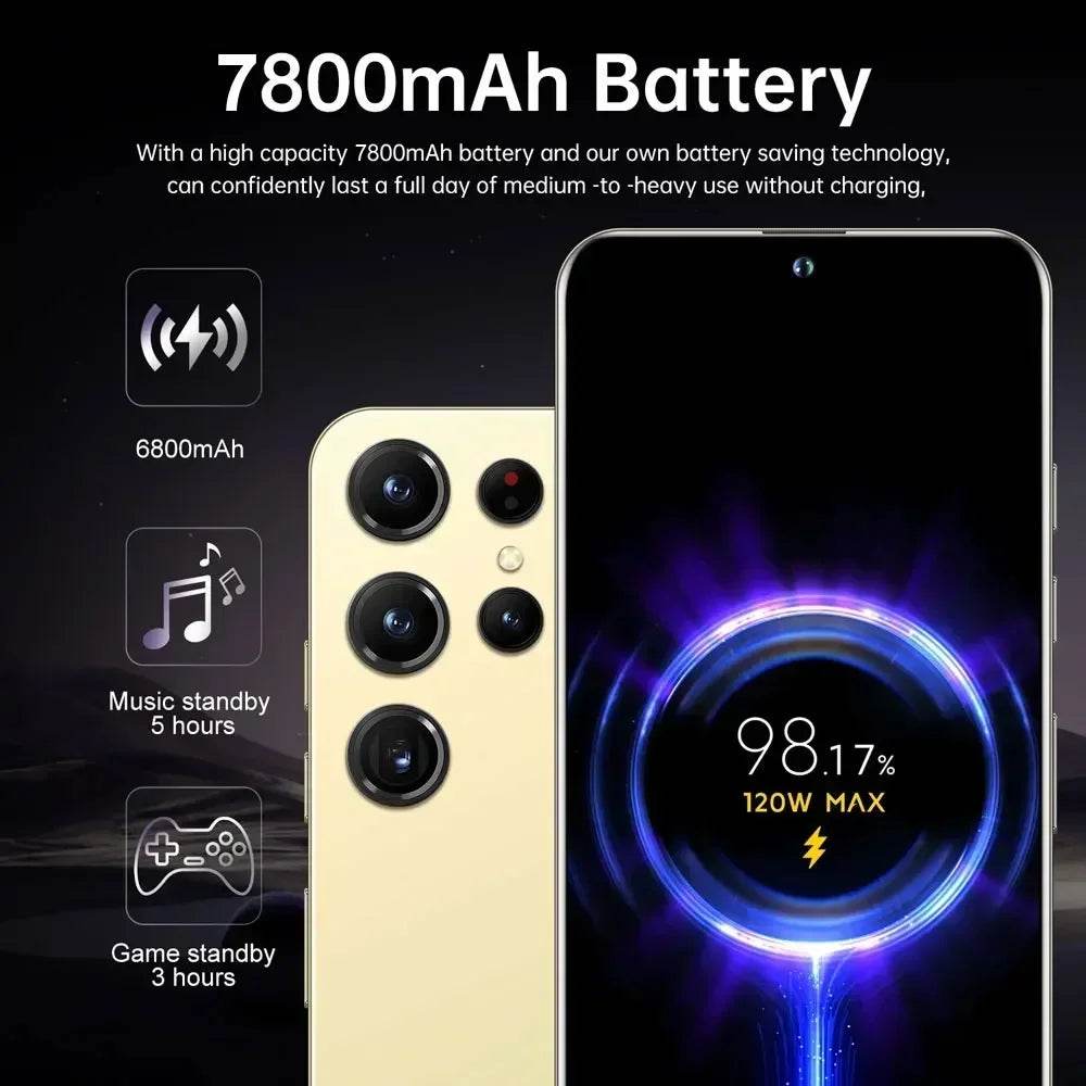 2025 S24 Ultra Original 5G Smartphone 7.3HD Cellphones Dual SIM Card Cell Phone 7800mAh Android 14 Global Version Mobile Phones - FLORANZANI- Beauté & Santé