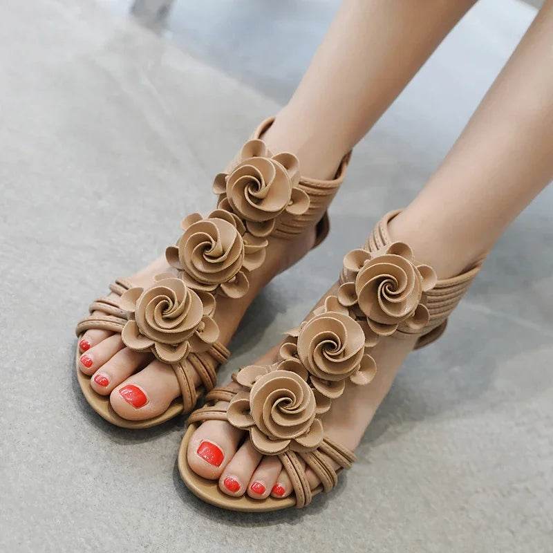 TIMETANG Gladiator Sandals Summer New Woman Fashion Platform Mid Heels Open Toe Wedge Sandals Soft Leather Sexy Casual Shoes - FLORANZANI- Beauté & Santé