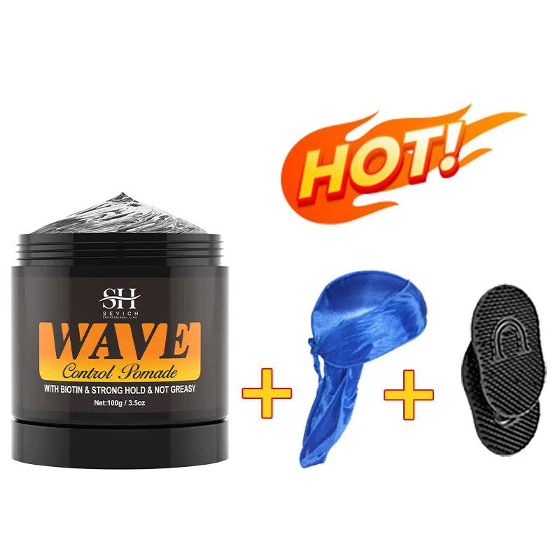 Curly Hair Cream Wave Kit for 360 Waves Hair Styling Pomade Oil Based Style Texture Wave Pomade Gel for Black Men African Braids - FLORANZANI- Beauté & Santé