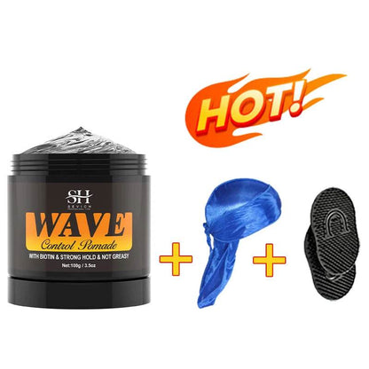 Curly Hair Cream Wave Kit for 360 Waves Hair Styling Pomade Oil Based Style Texture Wave Pomade Gel for Black Men African Braids - FLORANZANI- Beauté & Santé