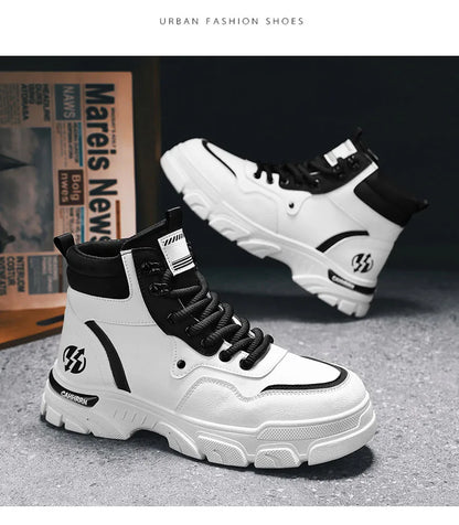 White Winter Work Short Boots for Men British Fashion  Fashion Motorcycle Boots Fashion Outdoor Sports Casual Shoes New 2024