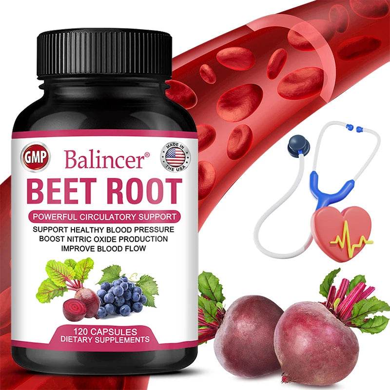 Beetroot Capsules Organic Beetroot Powder Extract + Black Pepper Nitric Oxide Production Blood Circulation Blood Pressure Health - FLORANZANI- Beauté & Santé