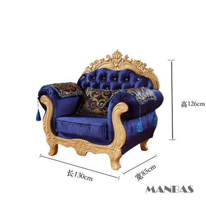 MINGDIBAO European Fabric Sofa With Gold Carving Solid Wood Frame, Luxurious Large Unit Living Room Cloth Couch Villa Furniture - FLORANZANI- Beauté & Santé