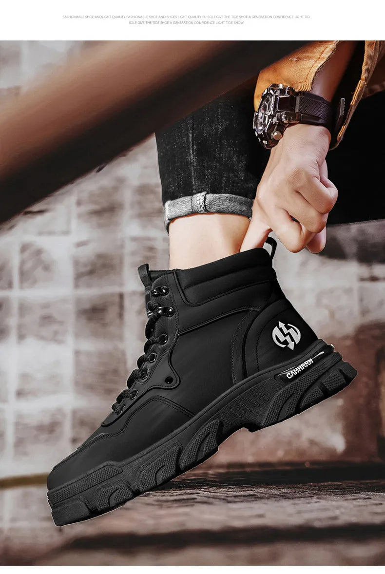 White Winter Work Short Boots for Men British Fashion  Fashion Motorcycle Boots Fashion Outdoor Sports Casual Shoes New 2024