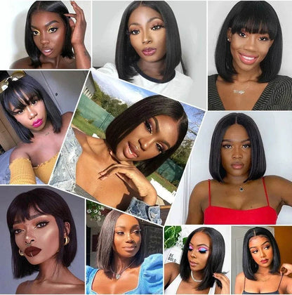 Melodie Bob 13x6 Lace Front Human Hair Wigs 220% HD 5X5 Glueless Ready To Wear Straight 13x4 Lace Frontal Brazilian Hair Wig - FLORANZANI- Beauté & Santé