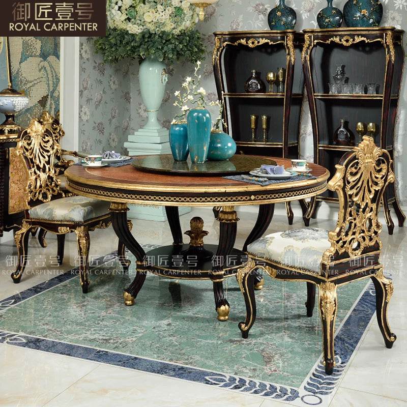 European restaurant furniture solid wood hand-carved luxury villa art glass table - FLORANZANI- Beauté & Santé