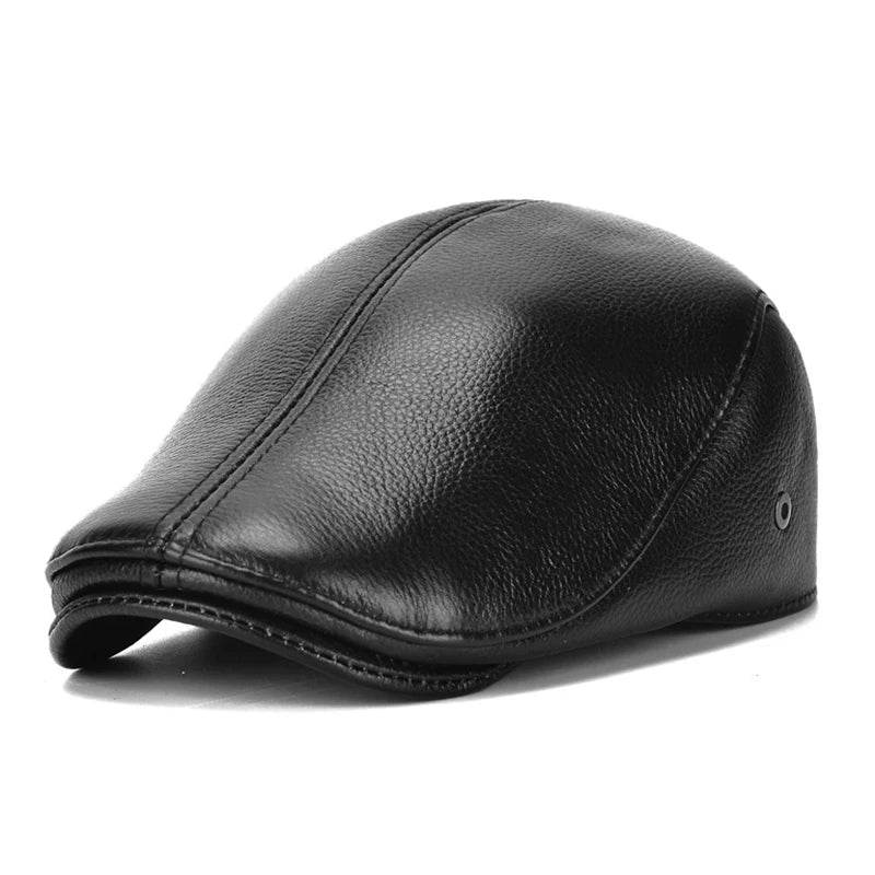 Men's outdoor leather hat winter Berets male warm Ear protection cap 100% genuine leather dad hat wholesale Leisure - FLORANZANI- Beauté & Santé