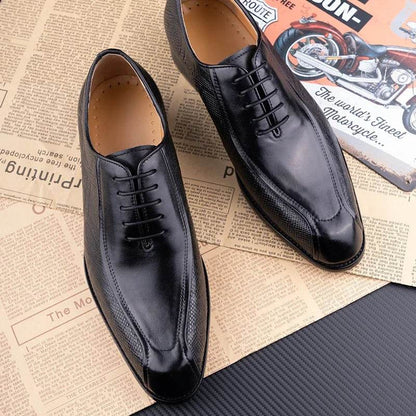 Deluxe Men's Leather Shoes Formal Dress Shoes Wedding Party Oxford Handmade Comfortable Lace Up Genuine Leather Men's Shoe - FLORANZANI- Beauté & Santé