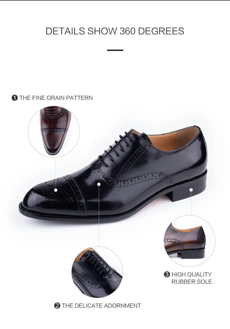 Classic Brogue Shoe Men's Business Suits Matches New Style Genuine Cowhide Handmade Formal Office Wedding Party Mans Dress Shoes - FLORANZANI- Beauté & Santé