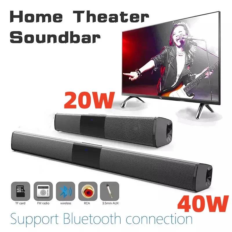 40W TV Soundbar Wireless Bluetooth Speaker Wired and Home Cinema Sound System Stereo Surround with FM Radio Music Center boombox - FLORANZANI- Beauté & Santé