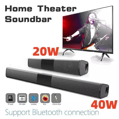 40W TV Soundbar Wireless Bluetooth Speaker Wired and Home Cinema Sound System Stereo Surround with FM Radio Music Center boombox - FLORANZANI- Beauté & Santé