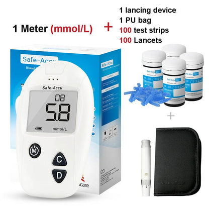 Sinocare Safe-Accu Blood Glucose Meter Glucometer Kit Diabetes Tester 50/100 Test Strips Lancets Medical Blood Sugar Meter - FLORANZANI- Beauté & Santé