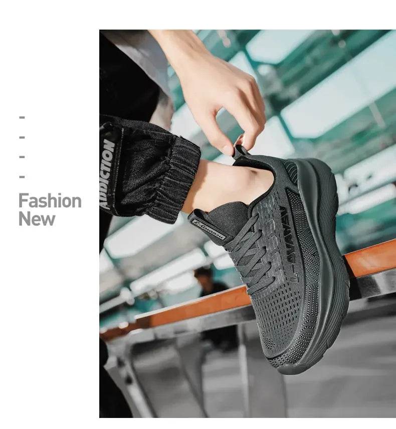 Men Running Shoes Breathable Outdoor Sport Sneakers Air Mesh Gym Elastic Knitting Vamp Tennis Shoes Zapatillas De Deporte - FLORANZANI- Beauté & Santé