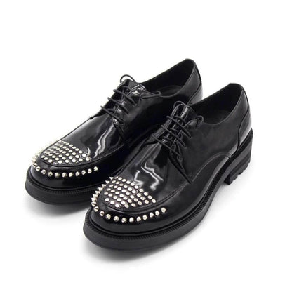 British Fashion Men Derby Shoes Genuine Leather Handmade Rivets Trendy Oxfords Gentleman Business Wedding Dress Shoes Zapatos - FLORANZANI- Beauté & Santé