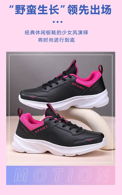 Women's Casual Shoes Breathable Walking Strap Flat Shoes Sports Tennis Women's White and Black Casual Training Shoes New 2024