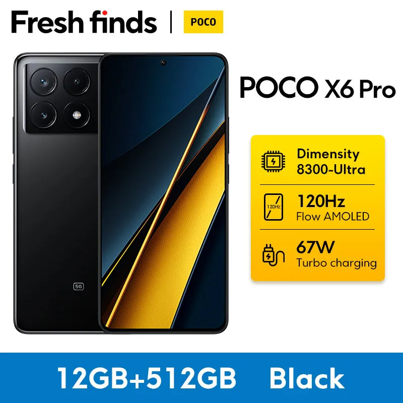 【Estreno mundial】POCO X6 Pro 5G Versión global Smartphone Dimensity 8300-Ultra 6.67" 1.5K Flow AMOLED DotDisplay 64MP 67W NFC