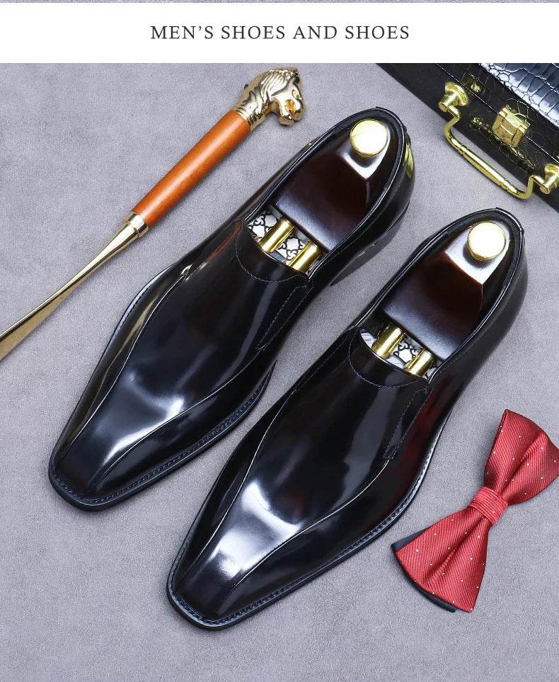 Business Formal Shoes Men's Cowhide Genuine Leather Pointed Toe Loafers Men's Office High Quality Leather Shoes Men's Suit Shoes - FLORANZANI- Beauté & Santé