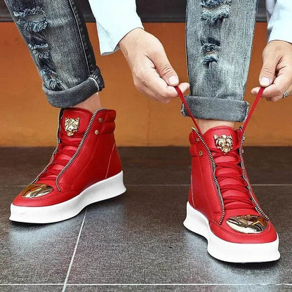 High Top Casual Shoes Men Sneakers 2024 Fashion Skateboard Shoes Leopard Platform Shoe Sport Training Shoes Men's Ankle Boots - FLORANZANI- Beauté & Santé