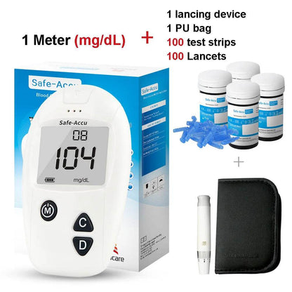 Sinocare Safe-Accu Blood Glucose Meter Glucometer Kit Diabetes Tester 50/100 Test Strips Lancets Medical Blood Sugar Meter - FLORANZANI- Beauté & Santé