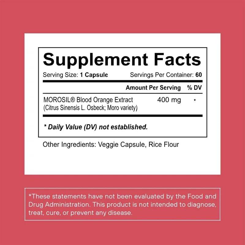 Morosil Supplement - Male and Female Metabolism, Health Support - Moro Orange Extract - Non GMO, Gluten Free, Vegetarian - FLORANZANI- Beauté & Santé