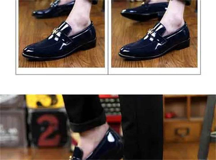 2024 New Fashion Red Men's Social Shoe Casual Glitter Leather Loafers Shoes for Men Slip-on Pointed Toe Dress Shoes Men Footwear - FLORANZANI- Beauté & Santé