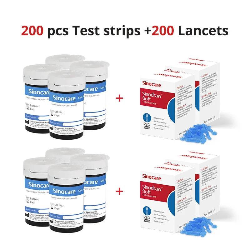 Sinocare Safe-Accu Blood Glucose Meter Glucometer Kit Diabetes Tester 50/100 Test Strips Lancets Medical Blood Sugar Meter - FLORANZANI- Beauté & Santé