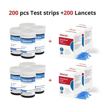 Sinocare Safe-Accu Blood Glucose Meter Glucometer Kit Diabetes Tester 50/100 Test Strips Lancets Medical Blood Sugar Meter - FLORANZANI- Beauté & Santé