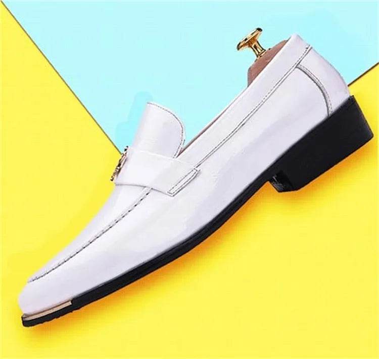 2024 New Fashion Red Men's Social Shoe Casual Glitter Leather Loafers Shoes for Men Slip-on Pointed Toe Dress Shoes Men Footwear - FLORANZANI- Beauté & Santé