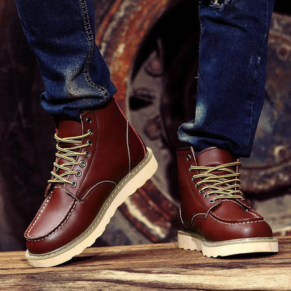 Genuine Leather Men Desert Boots Mens Casual Outdoor Soft Sole Walking Shoes Warm Winter Boots High Quality Male High Top Shoes - FLORANZANI- Beauté & Santé