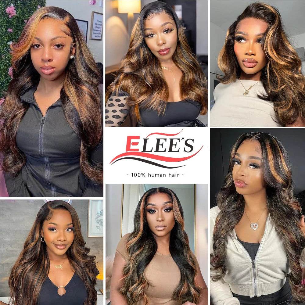 9x6 Wear and Go Glueless Wigs Human Hair Pre Plucked Pre Cut 1B/30 Highlight Ombre Lace Front Wigs Body Wave Human Hair Wigs - FLORANZANI- Beauté & Santé