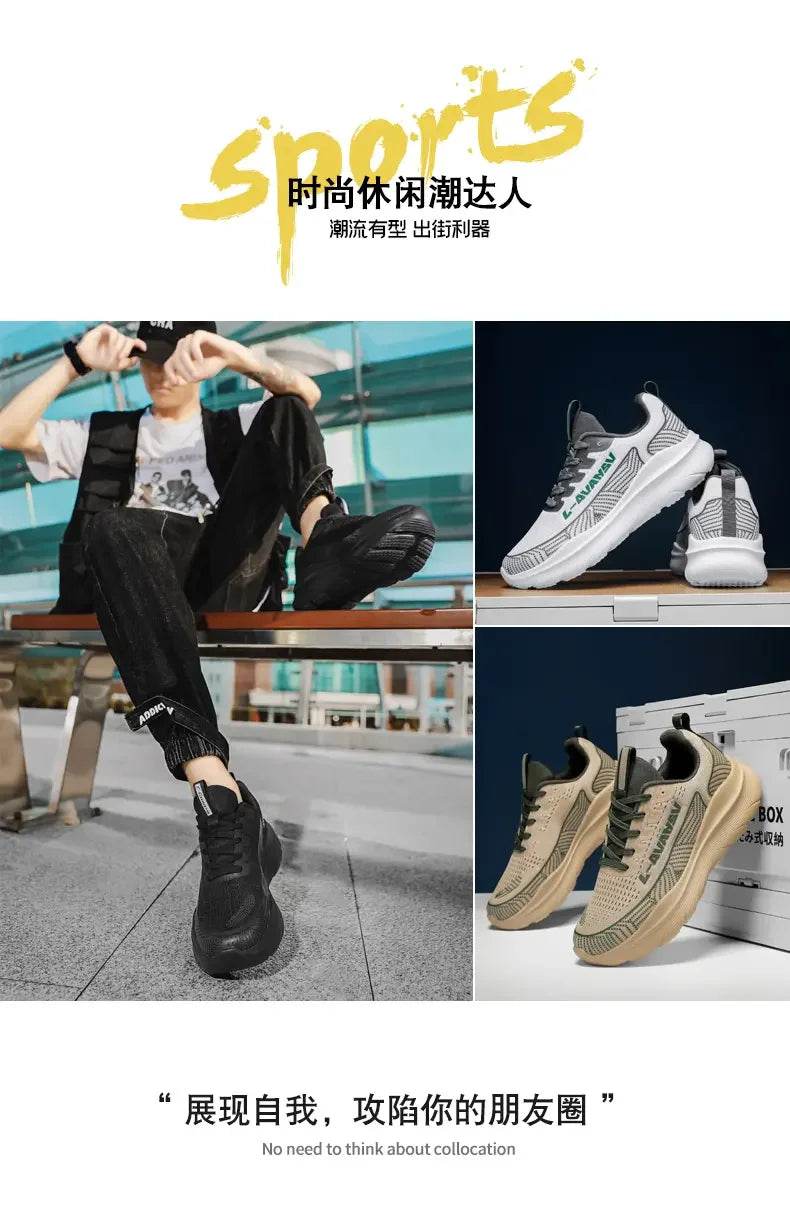 Men Running Shoes Breathable Outdoor Sport Sneakers Air Mesh Gym Elastic Knitting Vamp Tennis Shoes Zapatillas De Deporte - FLORANZANI- Beauté & Santé