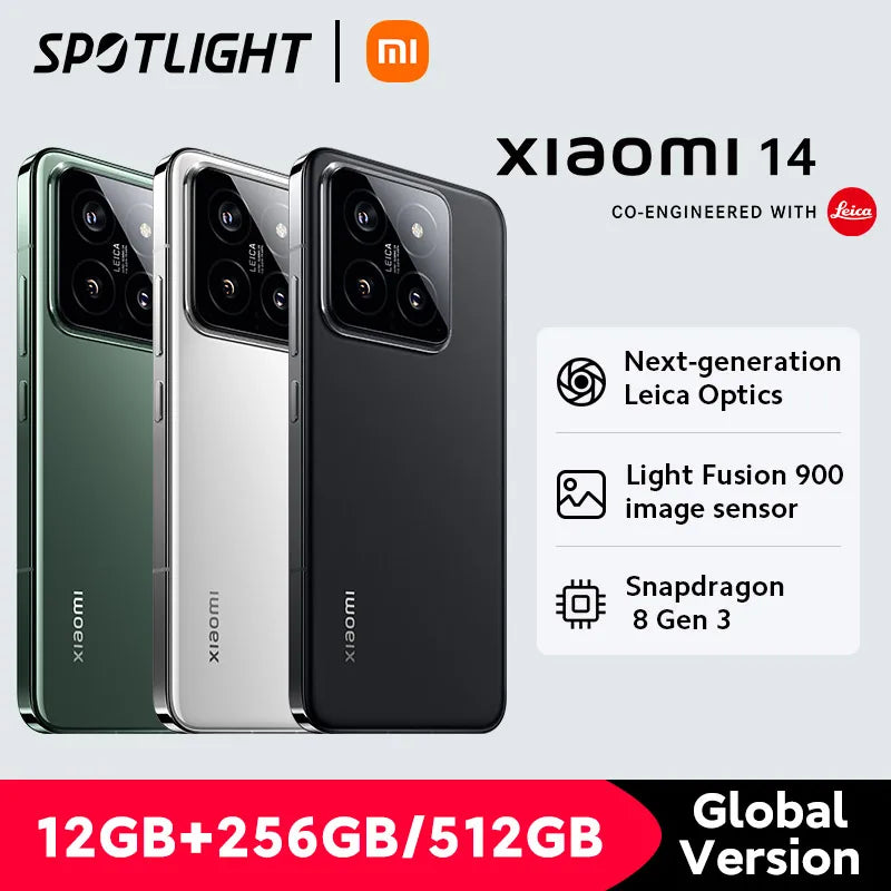 World Premiere Xiaomi 14 Smartphone Global Version RAM 12GB ROM 256GB 512GB Snapdragon 8 Gen 3 Leica Camera 50MP 6.36" AMOLED