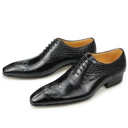 Italy Men's Shoes Prince Classic Modern Formal Oxford Wingtip Lace Up Dress Shoes Handmade Black Genuine Leather Free Shipping - FLORANZANI- Beauté & Santé