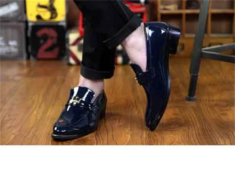 2024 New Fashion Red Men's Social Shoe Casual Glitter Leather Loafers Shoes for Men Slip-on Pointed Toe Dress Shoes Men Footwear - FLORANZANI- Beauté & Santé