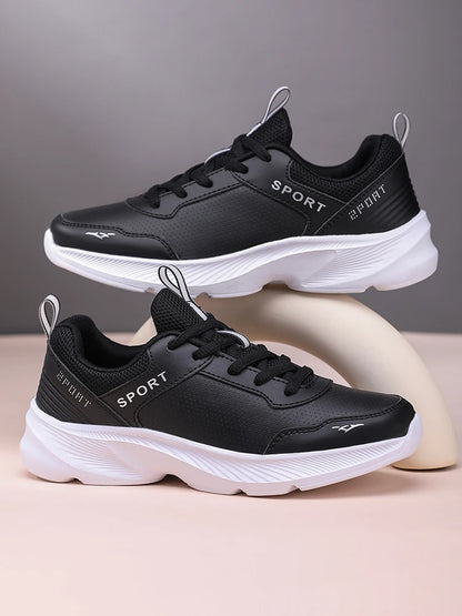 Women's Casual Shoes Breathable Walking Strap Flat Shoes Sports Tennis Women's White and Black Casual Training Shoes New 2024