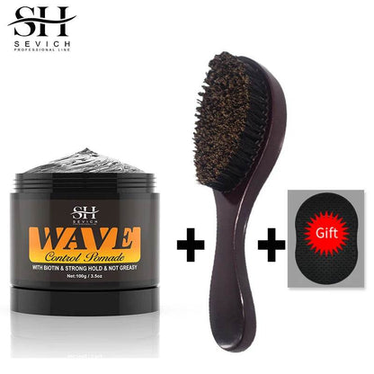 Curly Hair Cream Wave Kit for 360 Waves Hair Styling Pomade Oil Based Style Texture Wave Pomade Gel for Black Men African Braids - FLORANZANI- Beauté & Santé